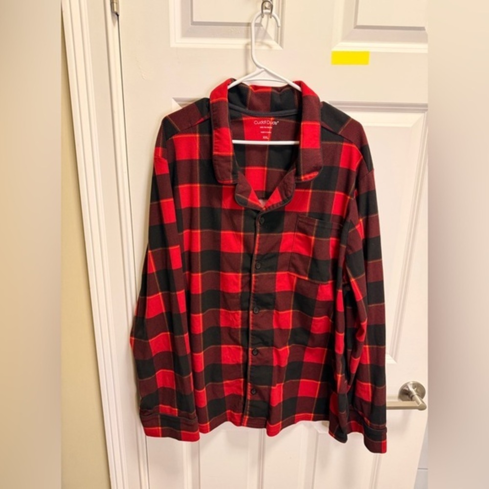 Mens Cuddl Duds Flannel Button Down Pajamas Shirt
